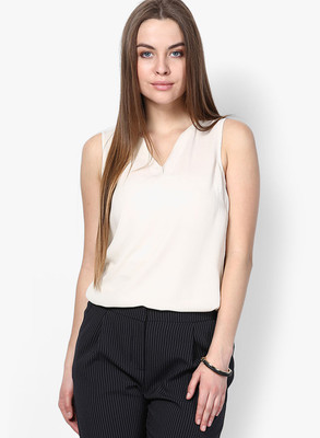 

Only Solid Women's V-neck Grey T-Shirt, Rainy day