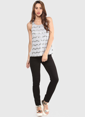

Vero Moda Casual Sleeveless Embellished Women's Grey Top, Light grey melange