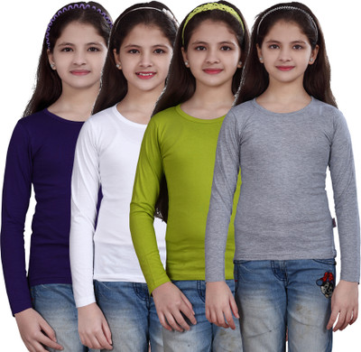 

Sini Mini Girls Casual Cotton Top(Multicolor, Pack of 4