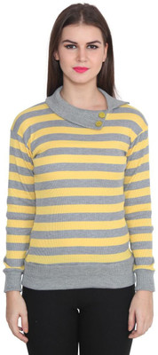 

TeeMoods Casual Full Sleeve Striped Women's Yellow, Grey Top, Grey;yellow