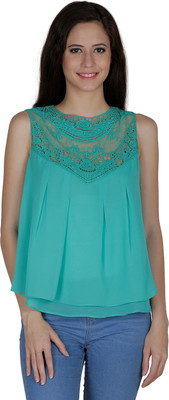 MAYRA Party Sleeveless Solid Women Light Green Top