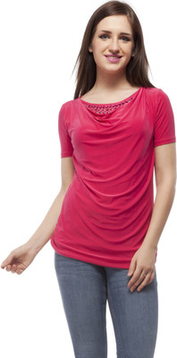 

Peptrends Casual Short Sleeve Embroidered Women' Pink Top