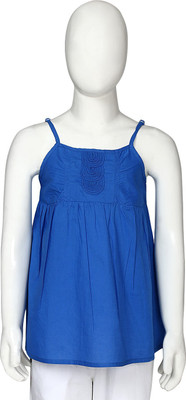 

Eves Pret A Porter Girls Casual Cotton Blouson Top(Blue, Pack of 1