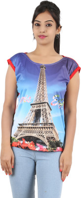 

Cute Raskals Party Short Sleeve Graphic Print Women's Red Top