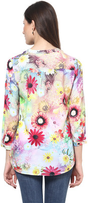 HARPA Casual 3/4 Sleeve Floral Print Women Red Top