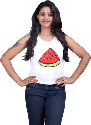 

Midnight Casual Sleeveless Printed Women's White, Multicolor Top