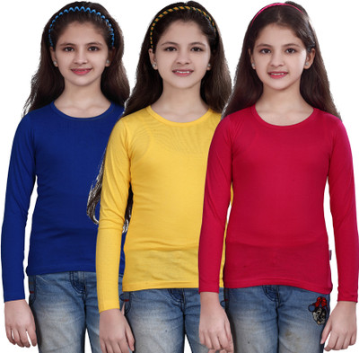 

Sini Mini Girls Casual Cotton Top(Multicolor, Pack of 3