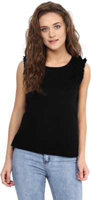 

Miss Chase Party Sleeveless Solid Women's Black Top