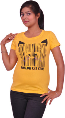 

Jevaraz Casual Short Sleeve Printed Women's Yellow Top