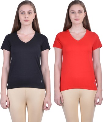 Dollar Missy Casual Short Sleeve Solid Women Red, Black Top