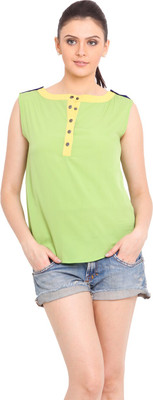 

Trend Arrest Casual Sleeveless Solid Women's Green Top