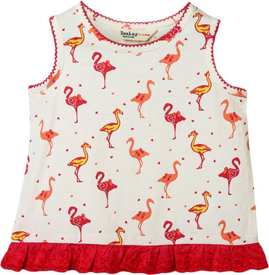 BEEBAY Girls Casual Cotton Blend Peplum Top(Beige, Pack of 1)