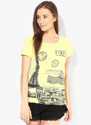 

Vero Moda Casual Short Sleeve Graphic Print Women's Yellow Top, Sunny lime