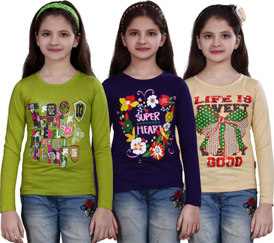 

Sini Mini Casual Cotton Top(Multicolor, Pack of 3