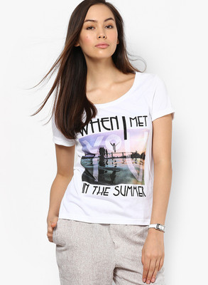 

Vero Moda Casual Short Sleeve Graphic Print Women's White Top, Snow white