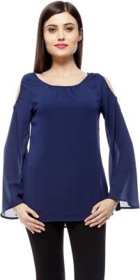 STYLESTONE Casual Full Sleeve Solid Women Blue Top