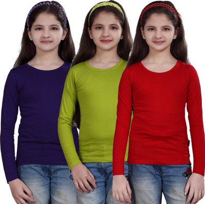 

Sini Mini Casual Cotton Top(Multicolor, Pack of 3