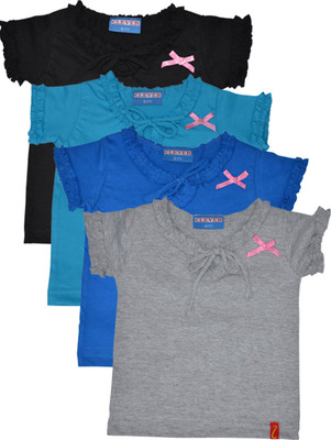 

Clever Girls Casual Cotton Top(Multicolor, Pack of 4, Mulicolour