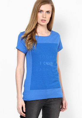 

Only Graphic Print Women's Round Neck Blue T-Shirt, Strong blue