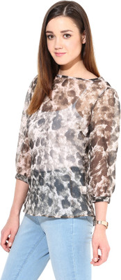 The Gudlook Casual Balloon Sleeve Printed Women Multicolor Top