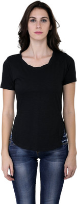 

Espresso Casual Short Sleeve Solid Women's Black Top
