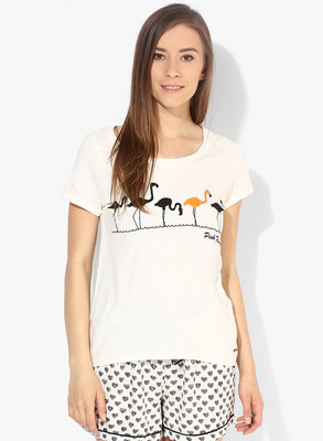 

Vero Moda Animal Print Women's Round Neck White T-Shirt, Snow white