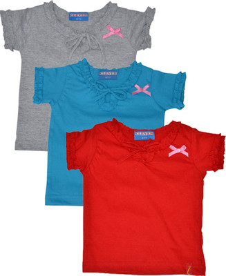 

Clever Casual Cotton Top(Multicolor, Pack of 3, Grey & light blue & red