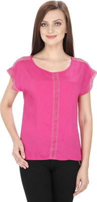 

Svt Ada Collections Casual Cap Sleeve Solid Women's Pink Top, Magenta