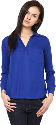 HARPA Casual Full Sleeve Solid Women Blue Top