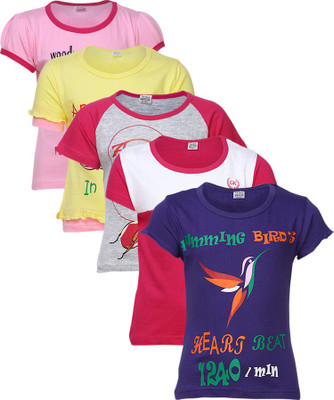 

Gkidz Girls Casual Cotton Top(Multicolor, Pack of 5, Pink