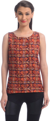 

Uptownie Lite Party Sleeveless Printed Women's Orange Top