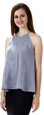 

Miss Chase Casual Sleeveless Solid Women's Blue Top