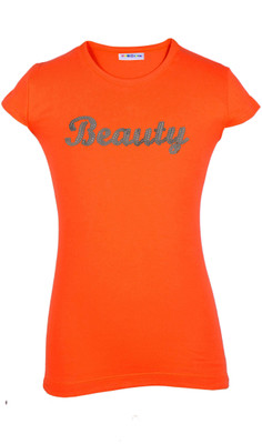 

Lil Orchids Girls Casual Cotton Top(Orange, Pack of 1, Coral