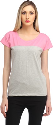 Cation Casual Short Sleeve Solid Women Pink Top