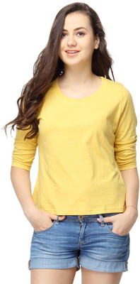 

Campus Sutra Casual 3/4th Sleeve Solid Women's Yellow Top