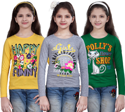 

Sini Mini Girls Casual Cotton Top(Multicolor, Pack of 3