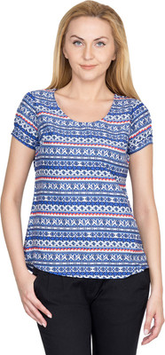 

U&F Casual Short Sleeve Printed Women's Multicolor Top, Blue