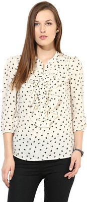 HARPA Casual 3/4 Sleeve Printed Women White Top