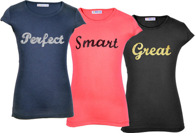 

Lil Orchids Casual Cotton Top(Multicolor, Pack of 3, Navy
