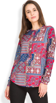 Tokyo Talkies Casual Full Sleeve Printed Women Red Top