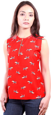

AR2 Casual Sleeveless Printed Women's Red Top