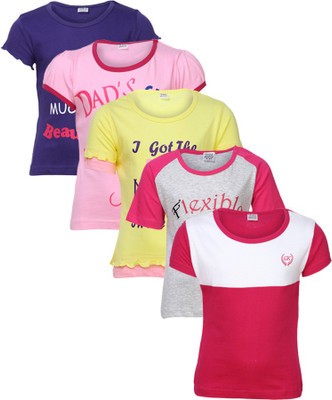 

Gkidz Casual Cotton Top(Multicolor, Pack of 5, Pink