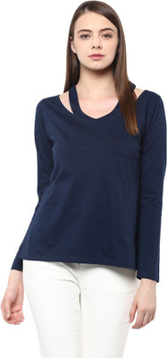 Miss Chase Casual Full Sleeve Solid Women Blue Top
