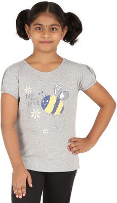 

Minnow Girls Casual Cotton Top(Grey, Pack of 1), Grey melange2