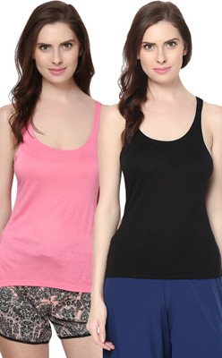 

Trend18 Casual Sleeveless Solid Women's Black, Pink Top