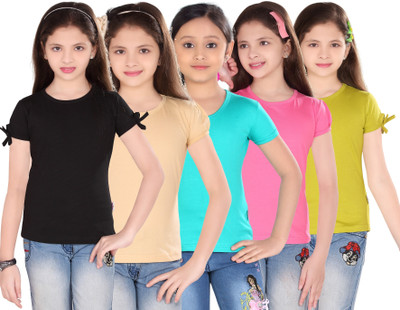 

Sini Mini Casual Cotton Top(Multicolor, Pack of 5