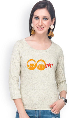 

Campus Sutra Casual 3/4th Sleeve Printed Women's Beige Top, Cre8me
