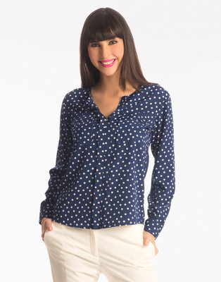 

PrettySecrets Casual Full Sleeve Polka Print Women's Multicolor Top, Blue;multi colour;polka;print