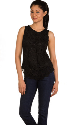 

Modo Vivendi Party Sleeveless Solid Women's Black Top