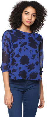HARPA Casual 3/4 Sleeve Printed Women Blue Top